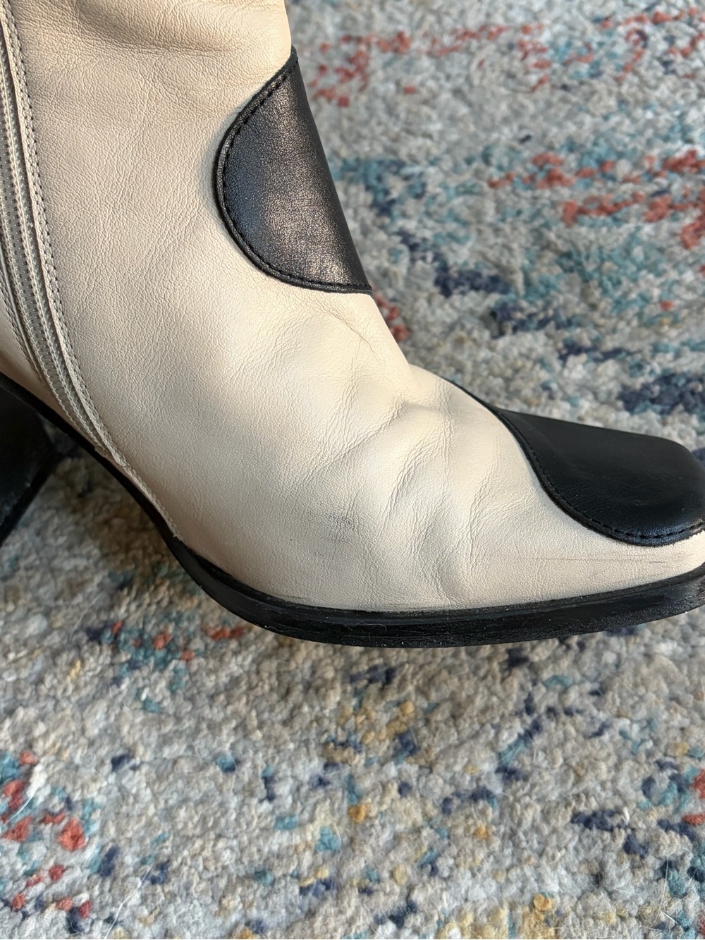 ALOHAS Two-Tone Black and White Curved Blair Ankle Boots - Picture 4 of 5